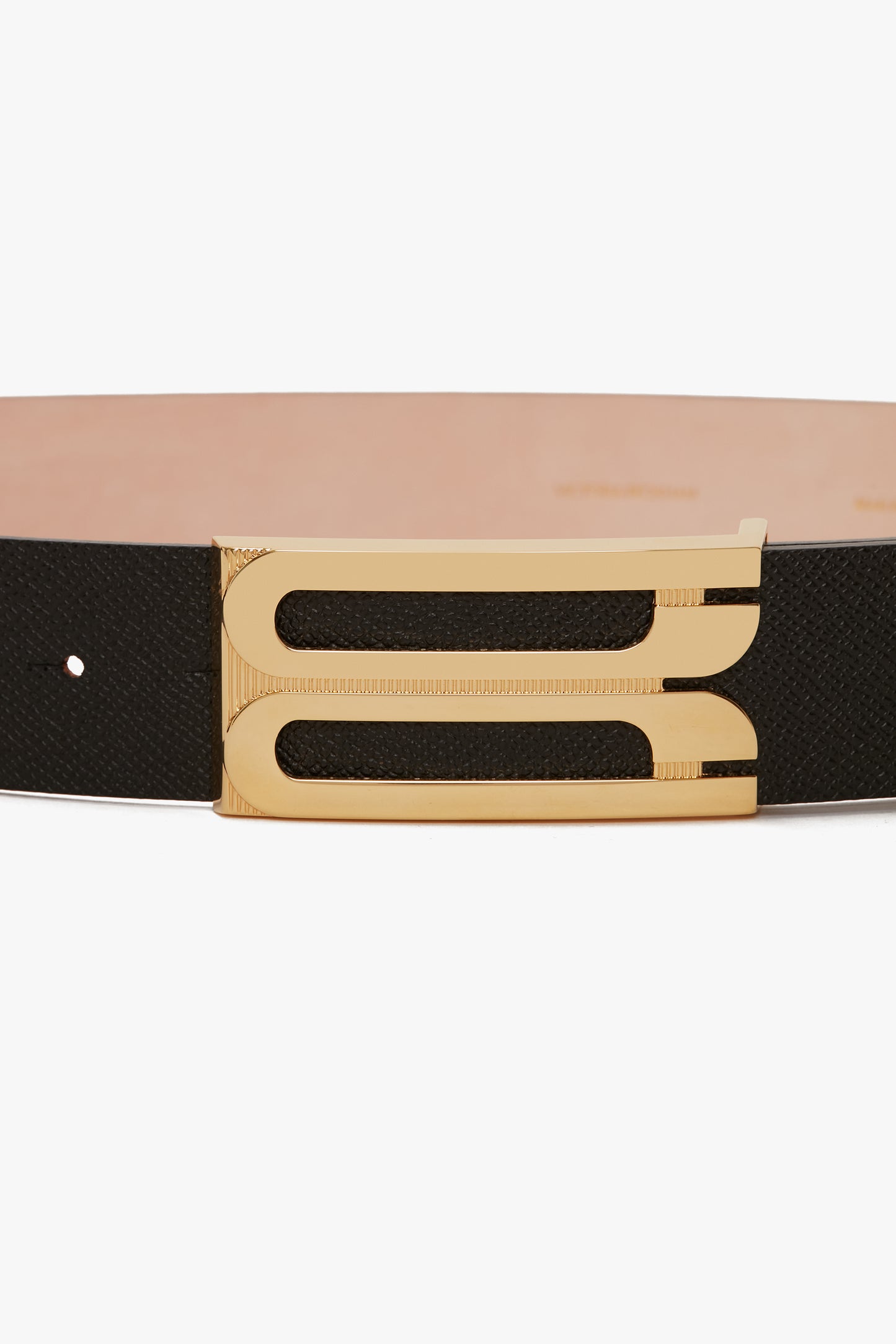 Jumbo Frame Belt In Black Grained Leather