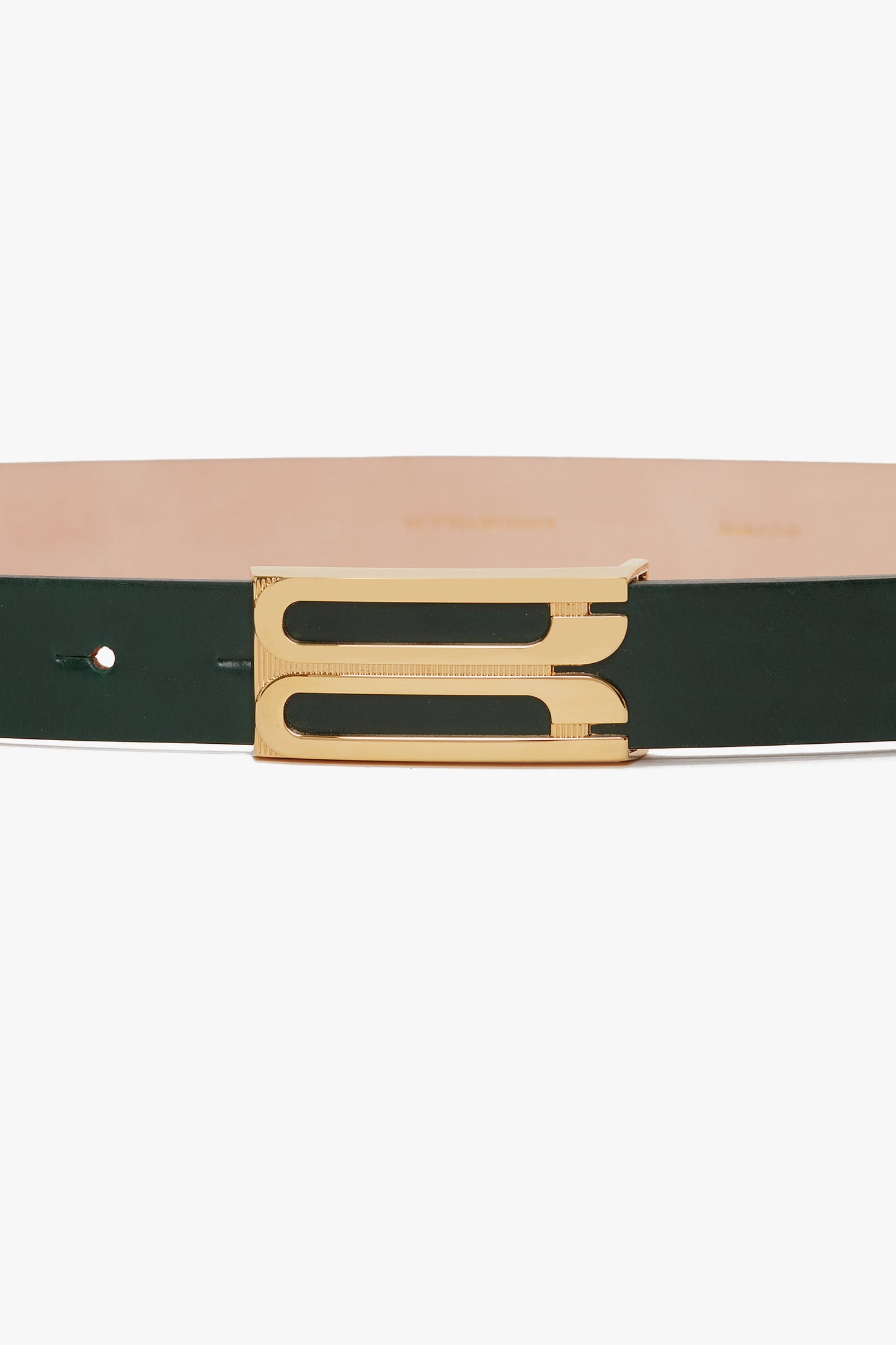 Frame Belt In Dark Green Glossed Leather