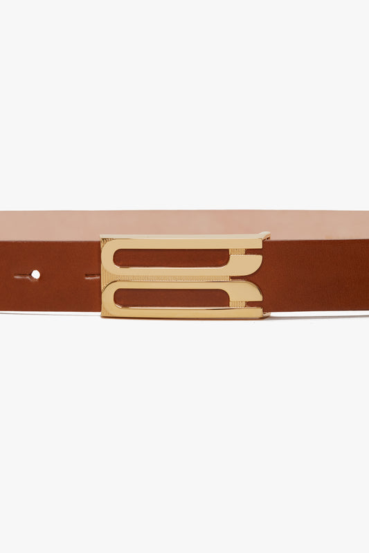 Frame Belt In Tan Glossed Leather