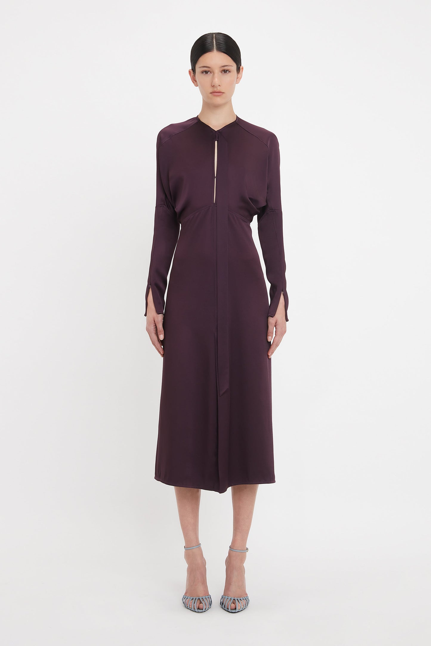 Keyhole Dolman Midi Dress In Fig