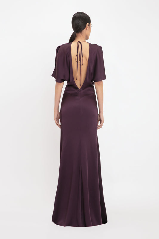 Gathered Waist Floor-Length Dress In Fig