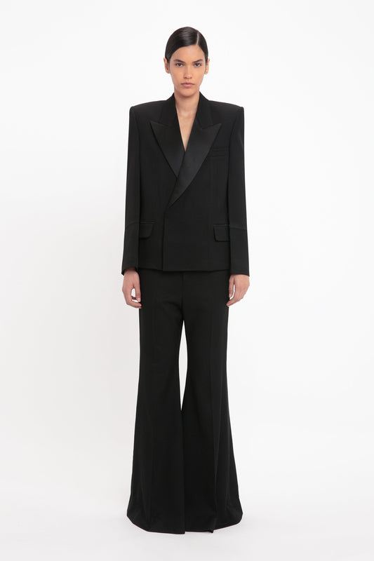 Pointed Shoulder Tux Jacket In Black