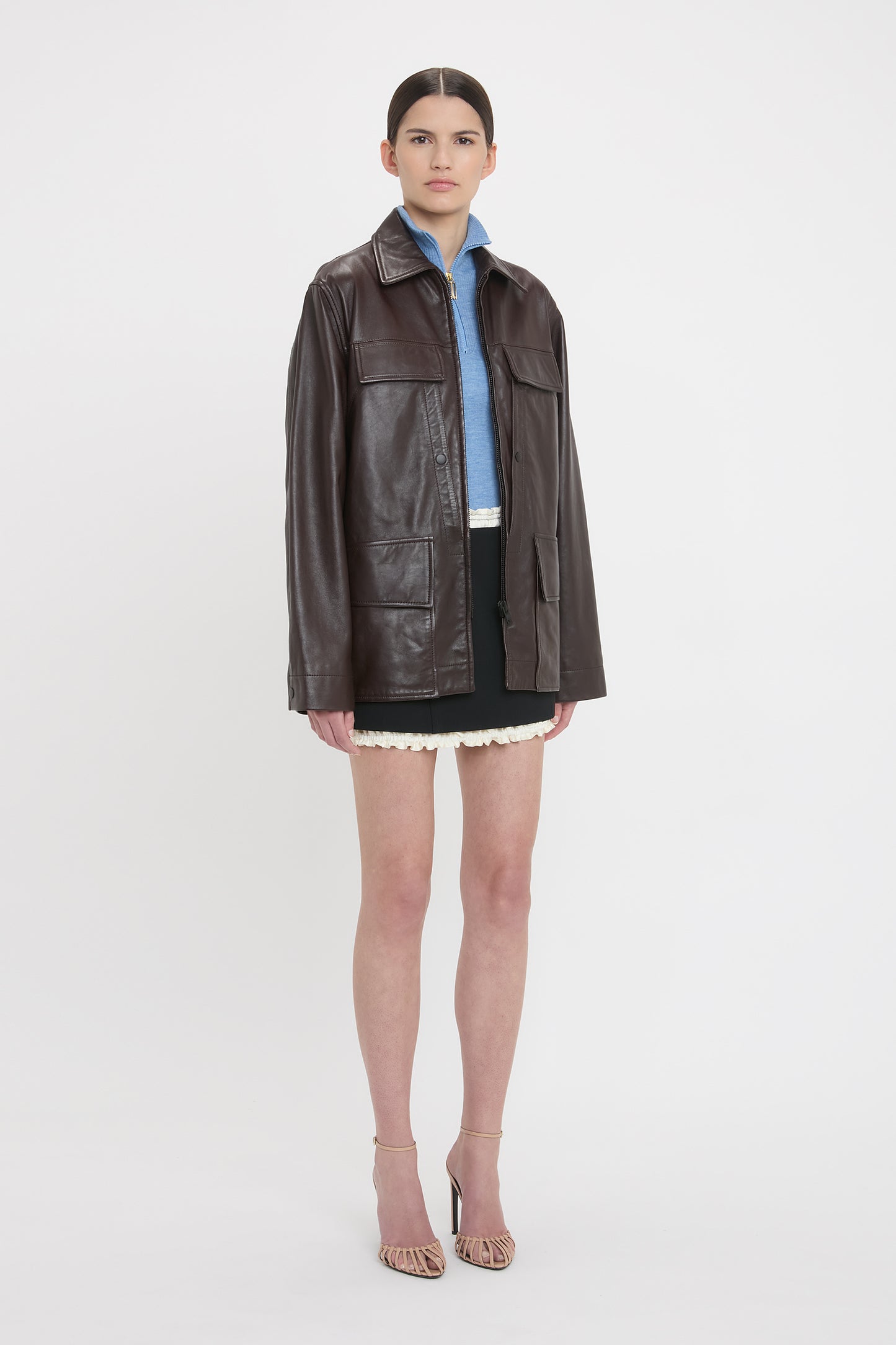 Soft Leather Chore Jacket In Ebony