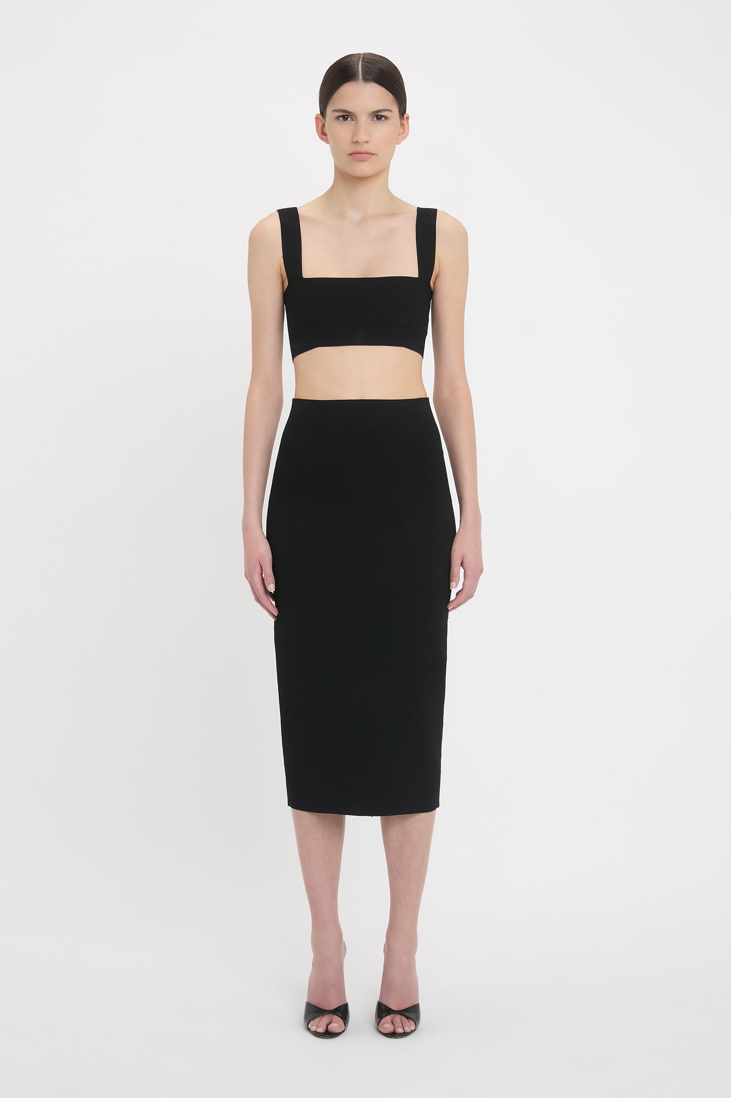 Fitted Midi Skirt In Black