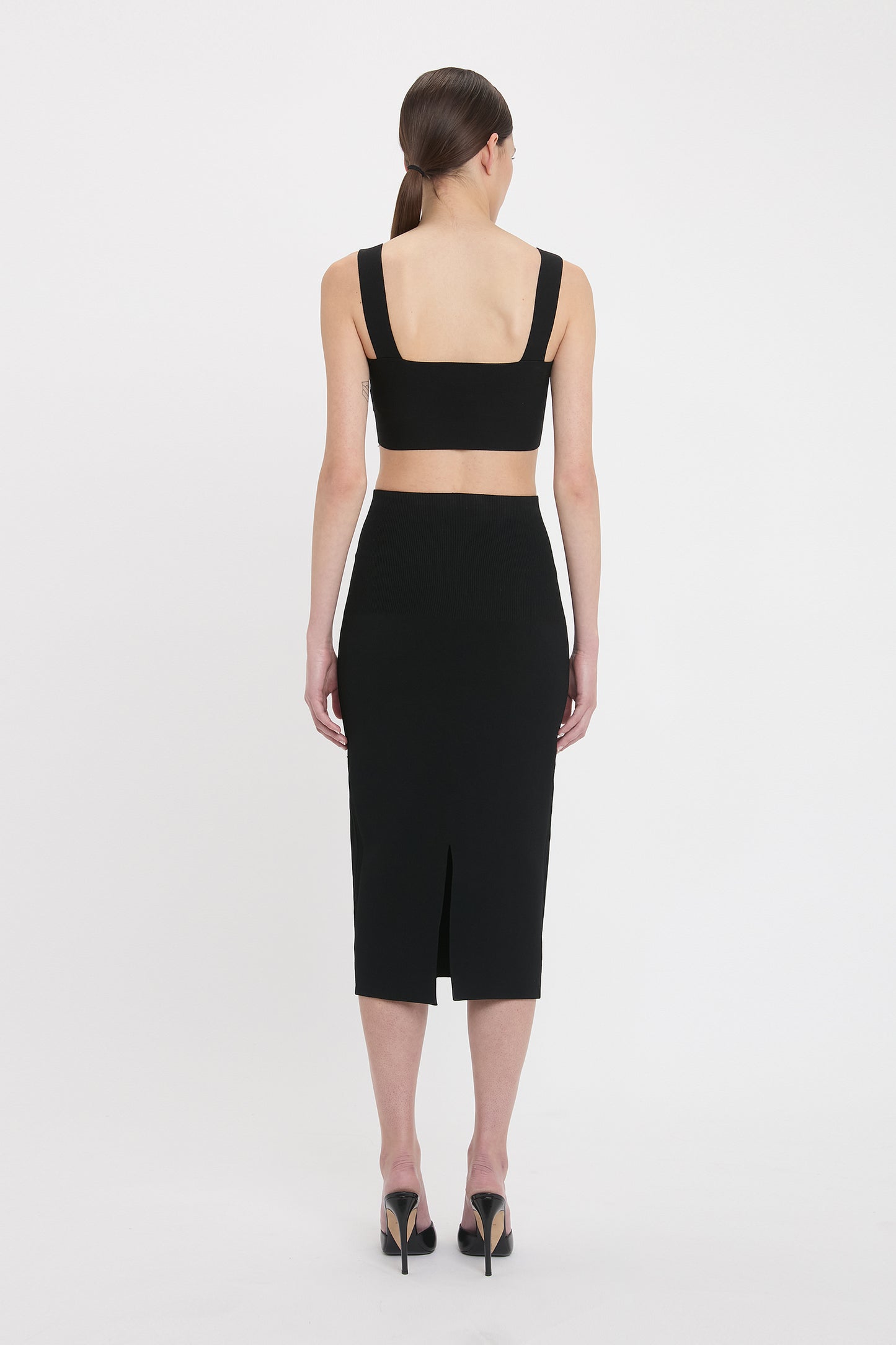 VB Body Fitted Midi Skirt In Black