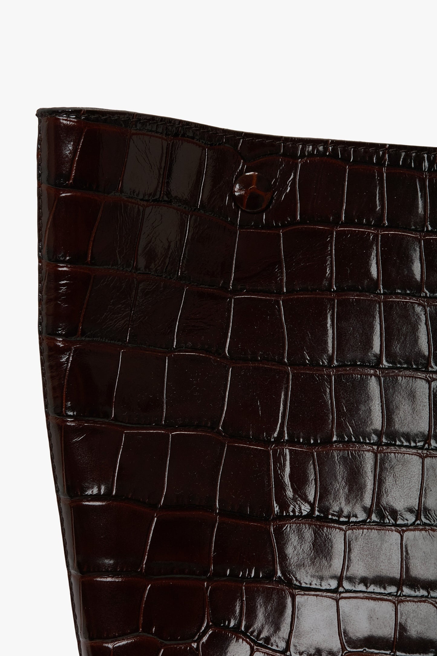 W11 Jumbo Tote In Dark Brown Croc Embossed Leather