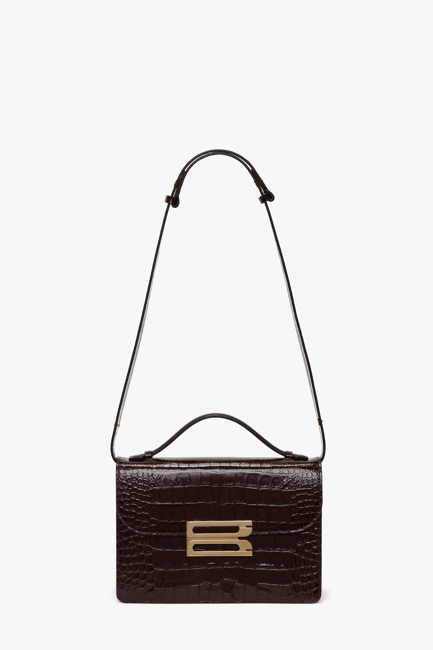 Dorian Bag In Dark Brown Croc Embossed Leather