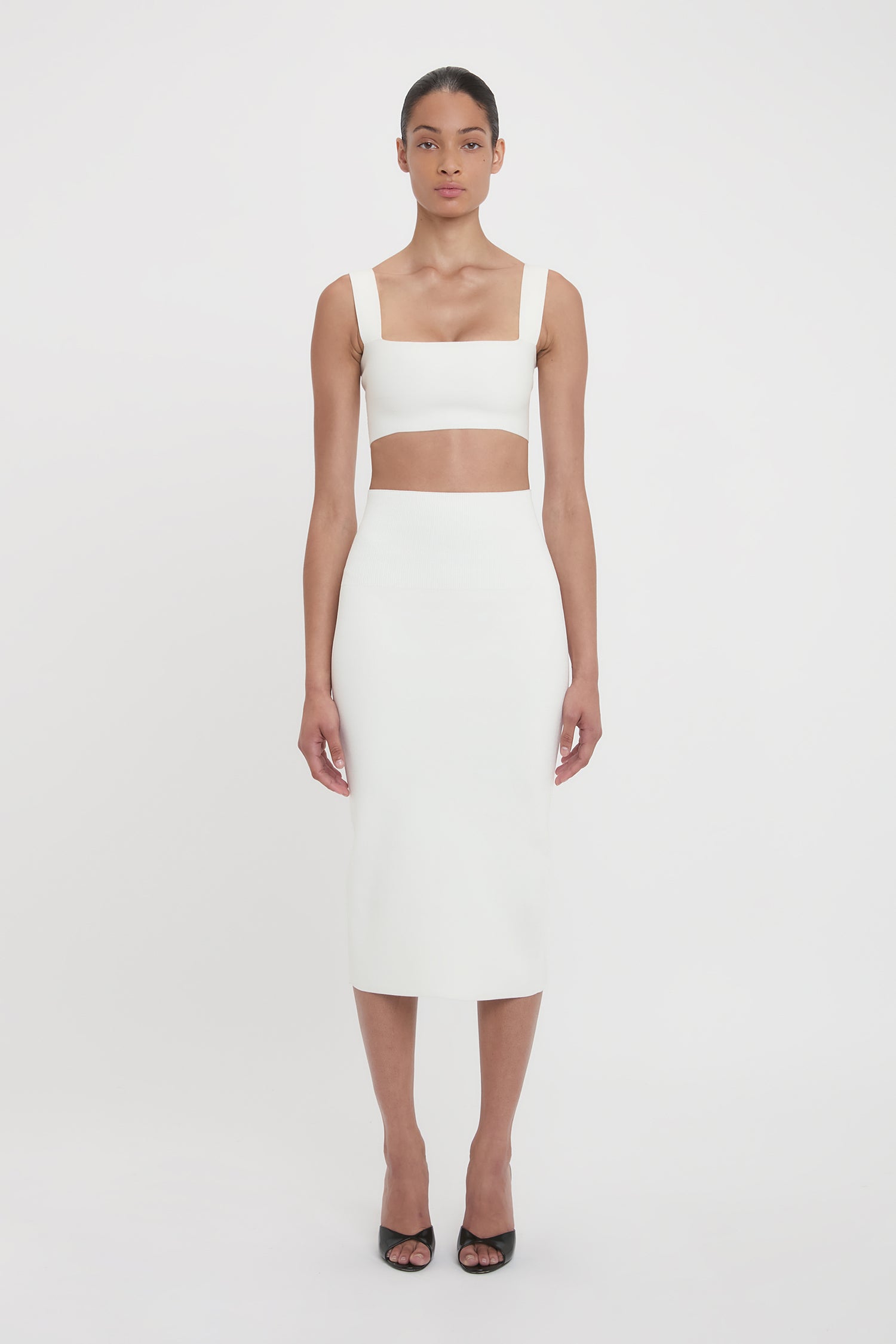 Fitted Midi Skirt In White – Victoria Beckham Int