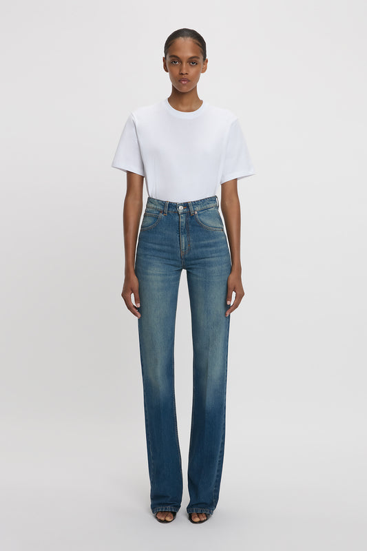 Julia Stretch High Waisted Jean In Mid Blue