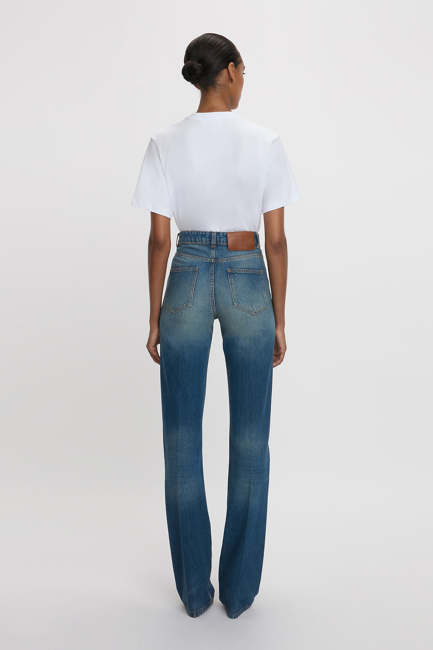 Julia High Waisted Extra Long Stretch Jean In Mid Blue