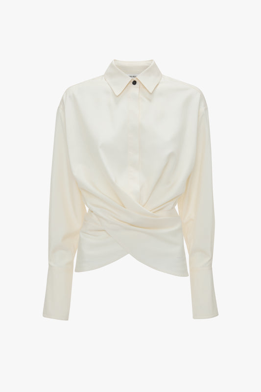 Exclusive Wrap Front Blouse In Off White