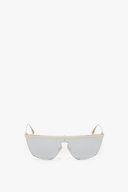 Geometric Visor Sunglasses In Silver-Mirror