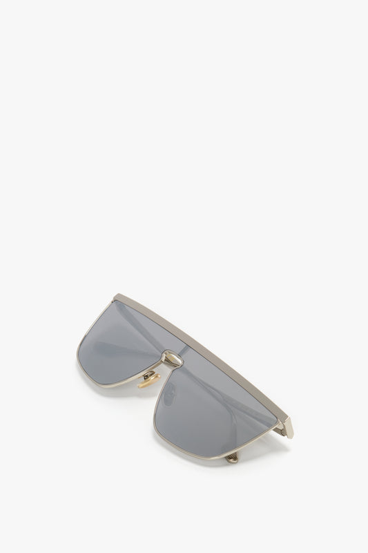 Geometric Visor Sunglasses In Silver-Mirror