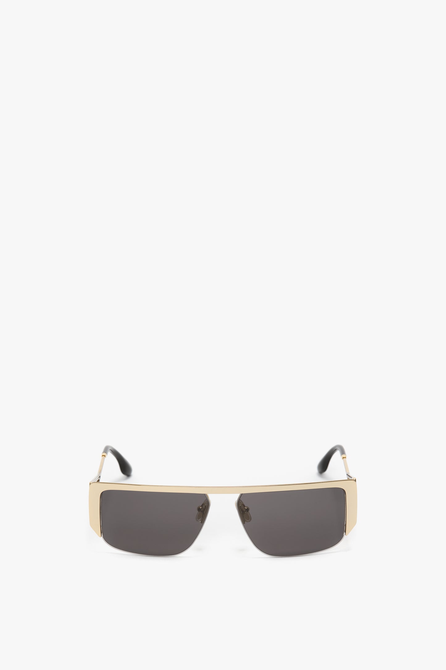 Flat Top Rectangular Sunglasses In Gold-Grey