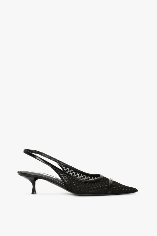 Mesh Slingback Kitten Heel In Black