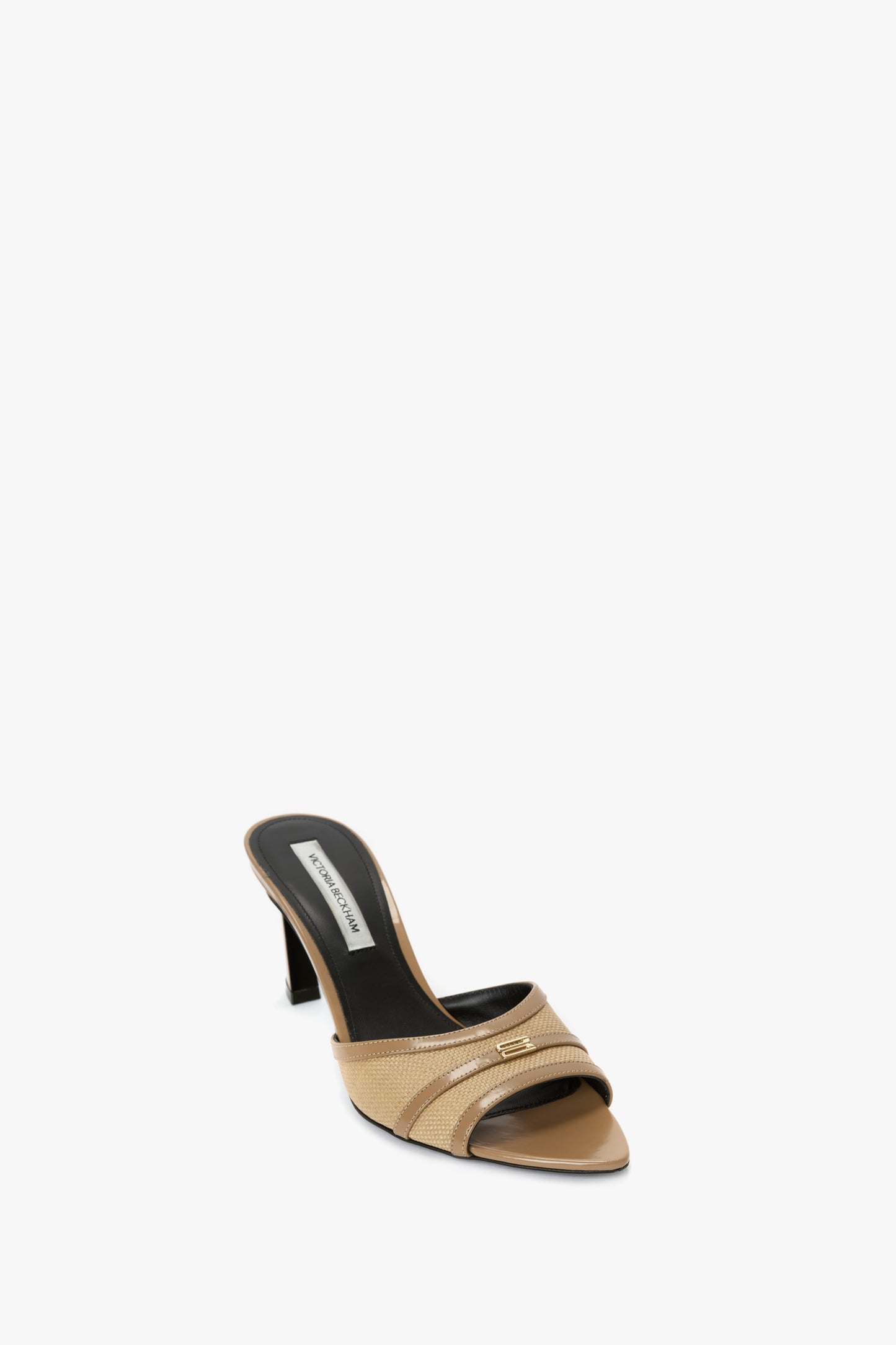 Rafia Open Toe Mule In Light Beige