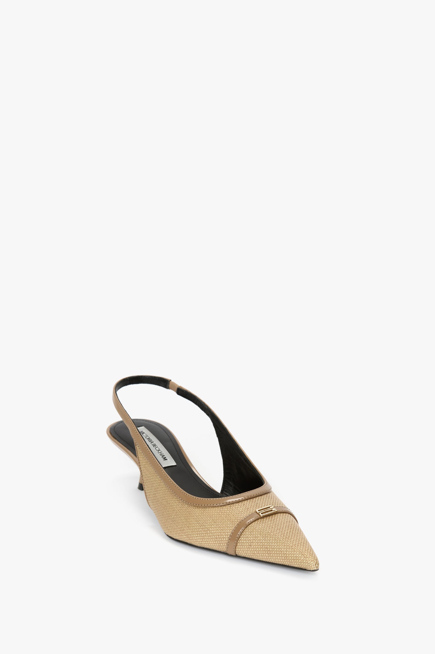 Rafia Slingback Kitten Heel In Light Beige