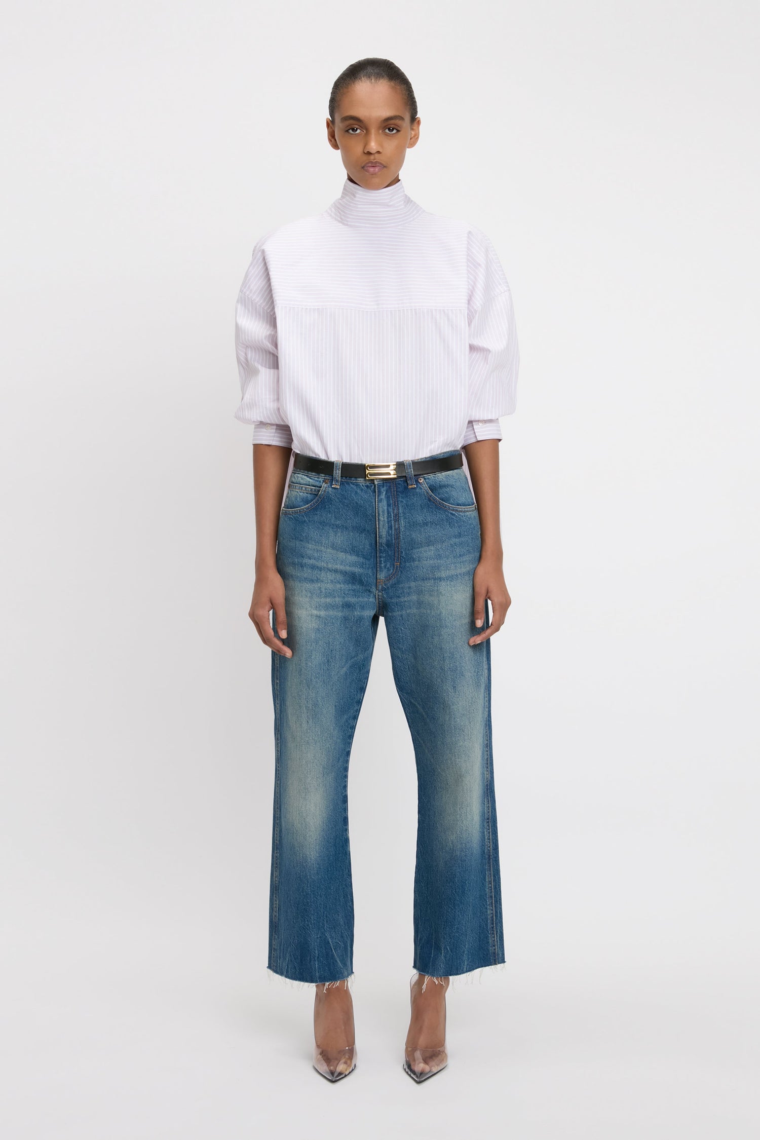 Tシャツ・カットソー Victoria Beckham BLOUSE WITH KNOTTED COLLAR Knitted Polo Neck Bib In Black-Red – Victoria Beckham Inc