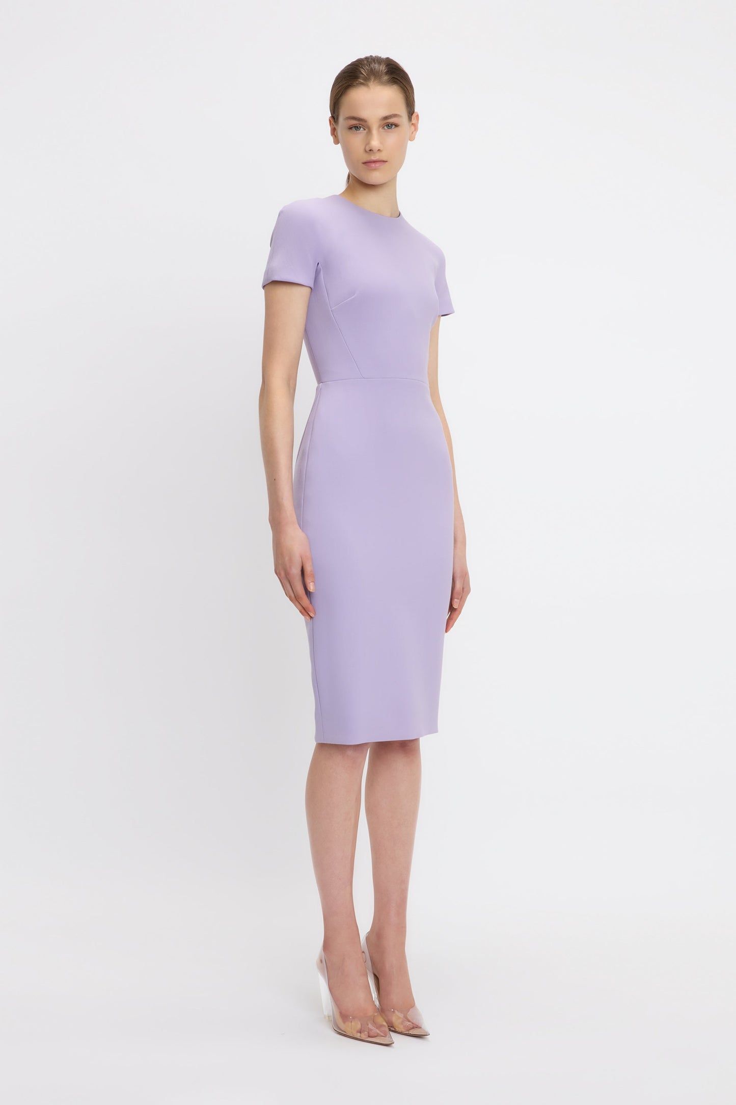 T-Shirt Fitted Dress In Lilac