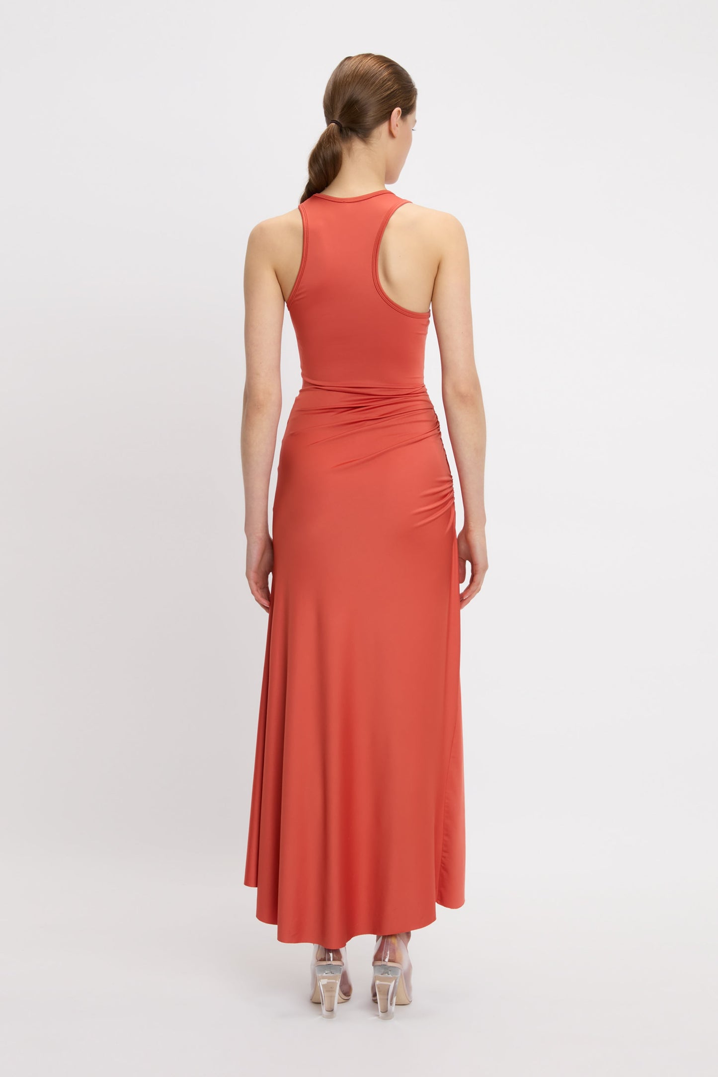 Asymmetric Tank Midi Dress In Paprika