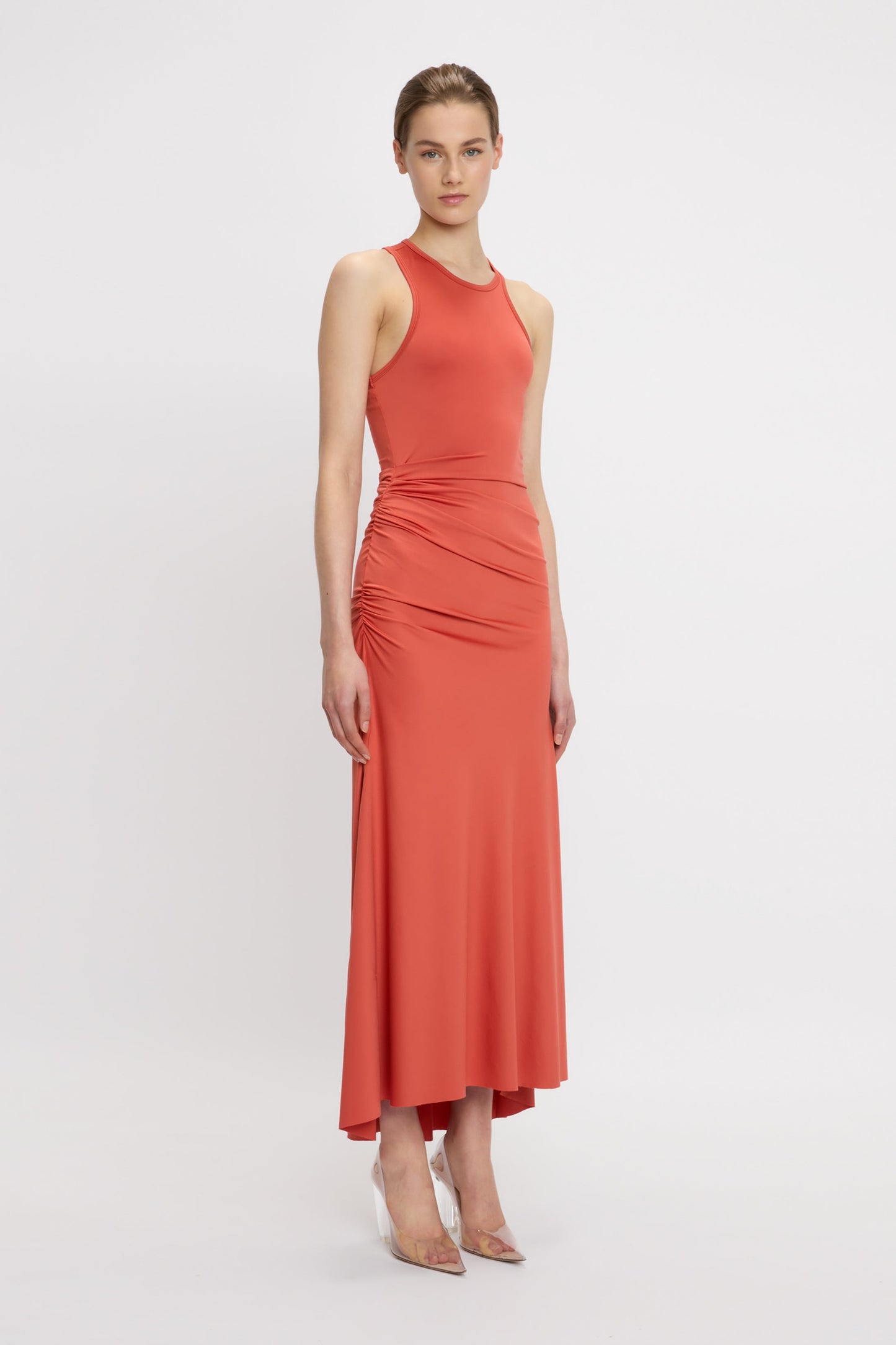 Asymmetric Tank Midi Dress In Paprika