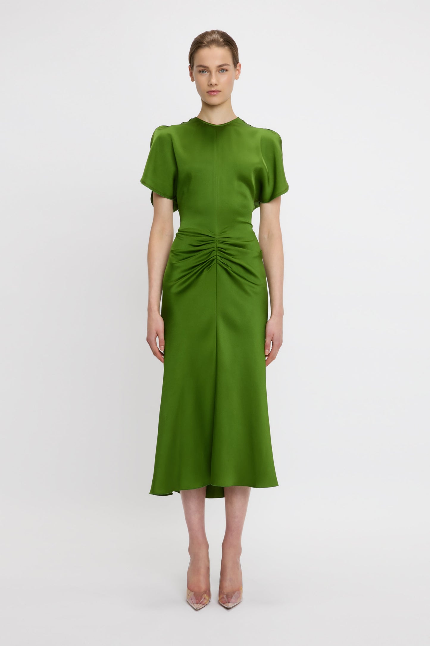 Gathered Waist Dress In Algae