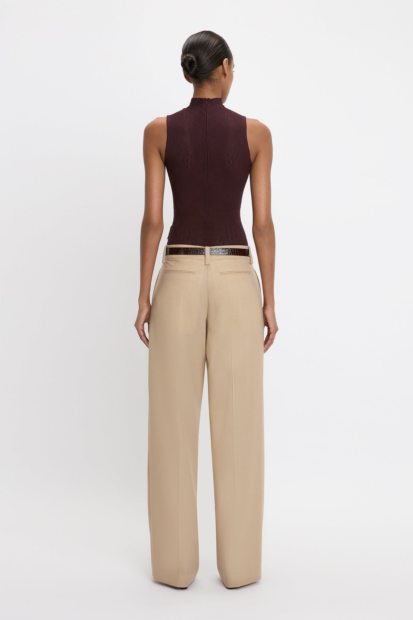 Low Rise Seam Detail Trouser In Sepia