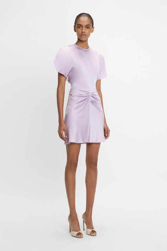 Gathered Waist Mini Dress In Petunia