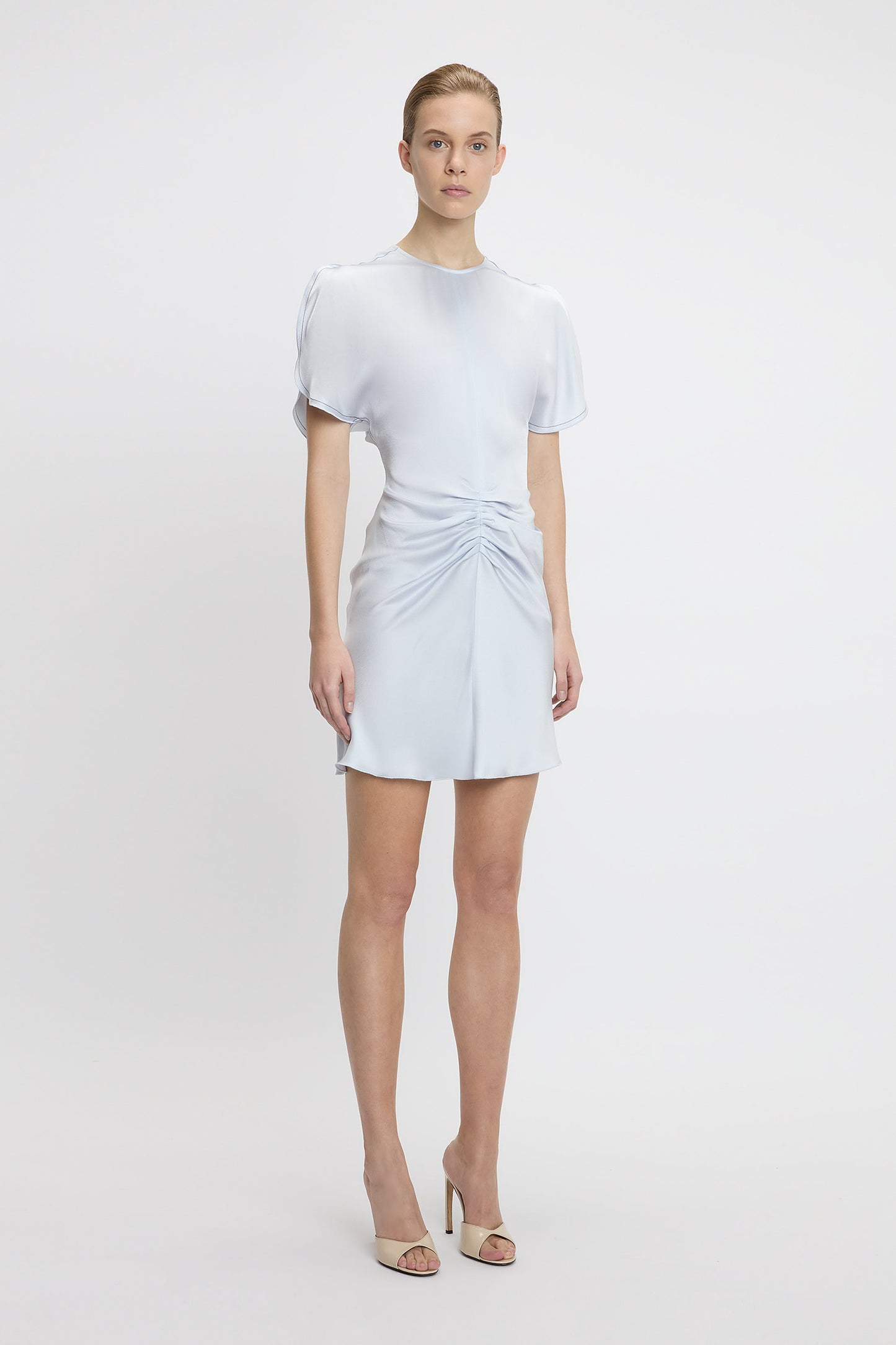 Gathered Waist Mini Dress In Ice