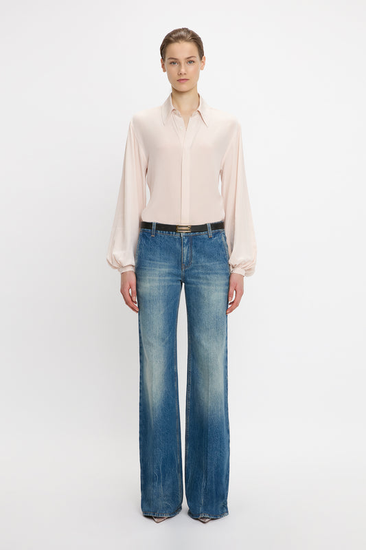 Blouson Sleeve Blouse In Blush