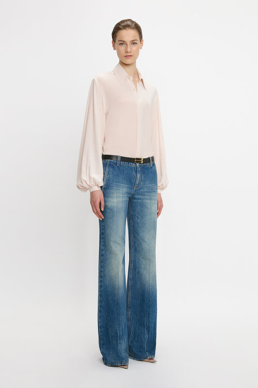 Blouson Sleeve Blouse In Blush