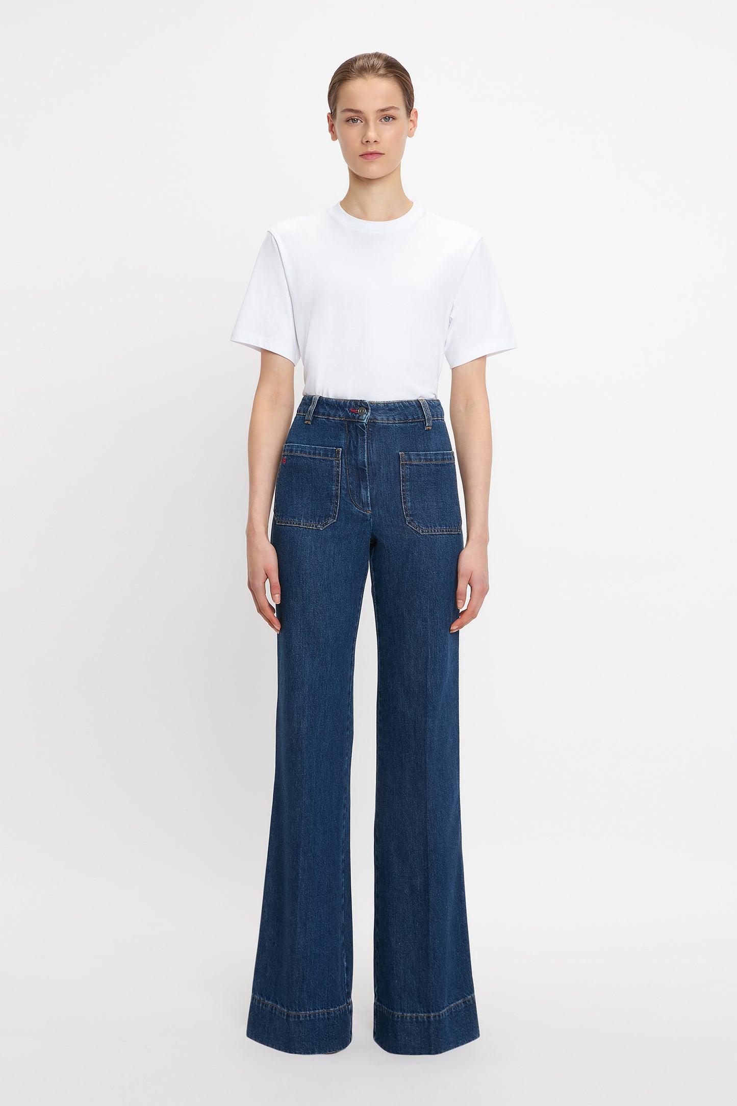 Alina High Waisted Jean In Deep Blue Stonewash