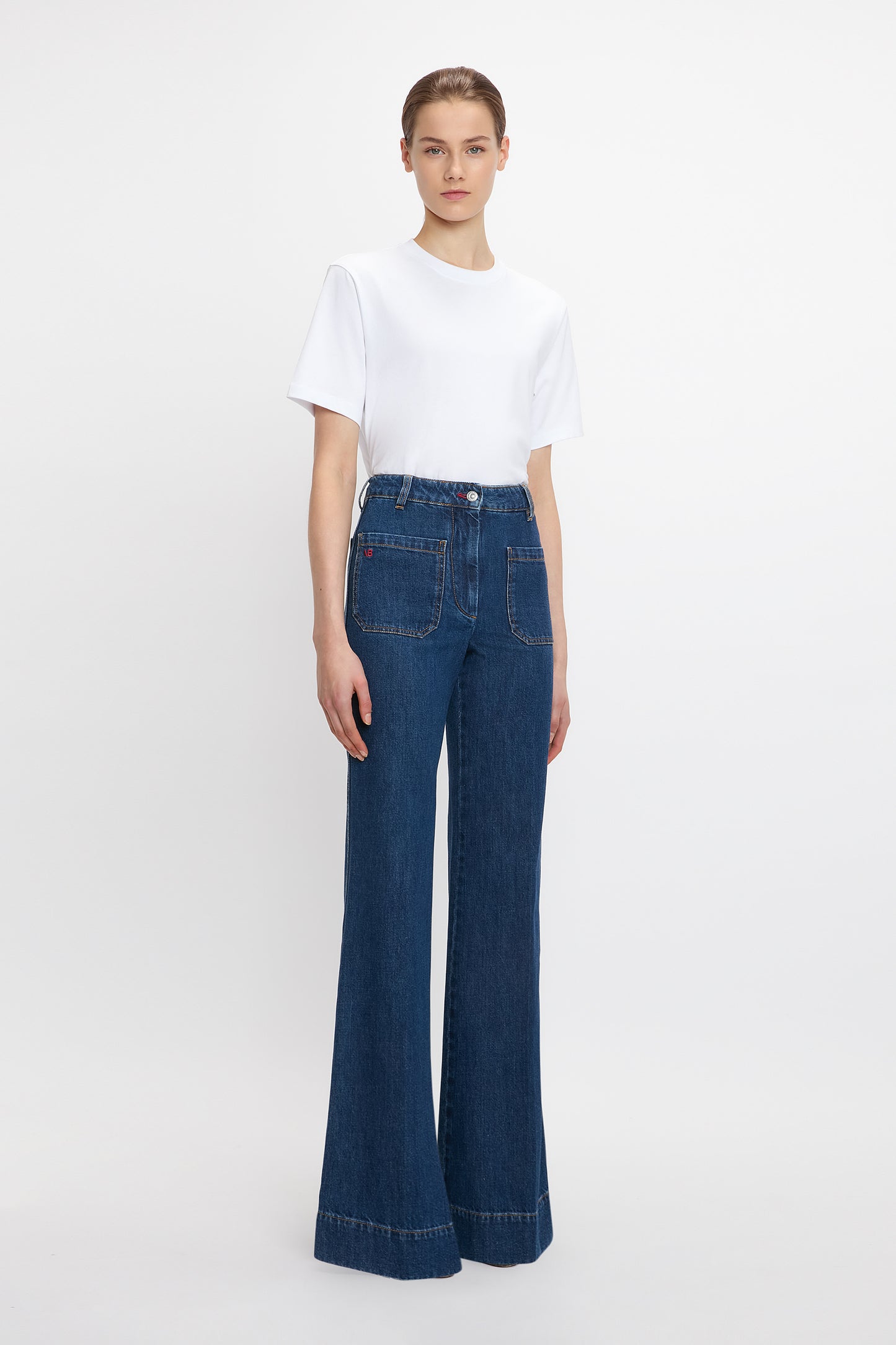Alina High Waisted Jean In Deep Blue Stonewash