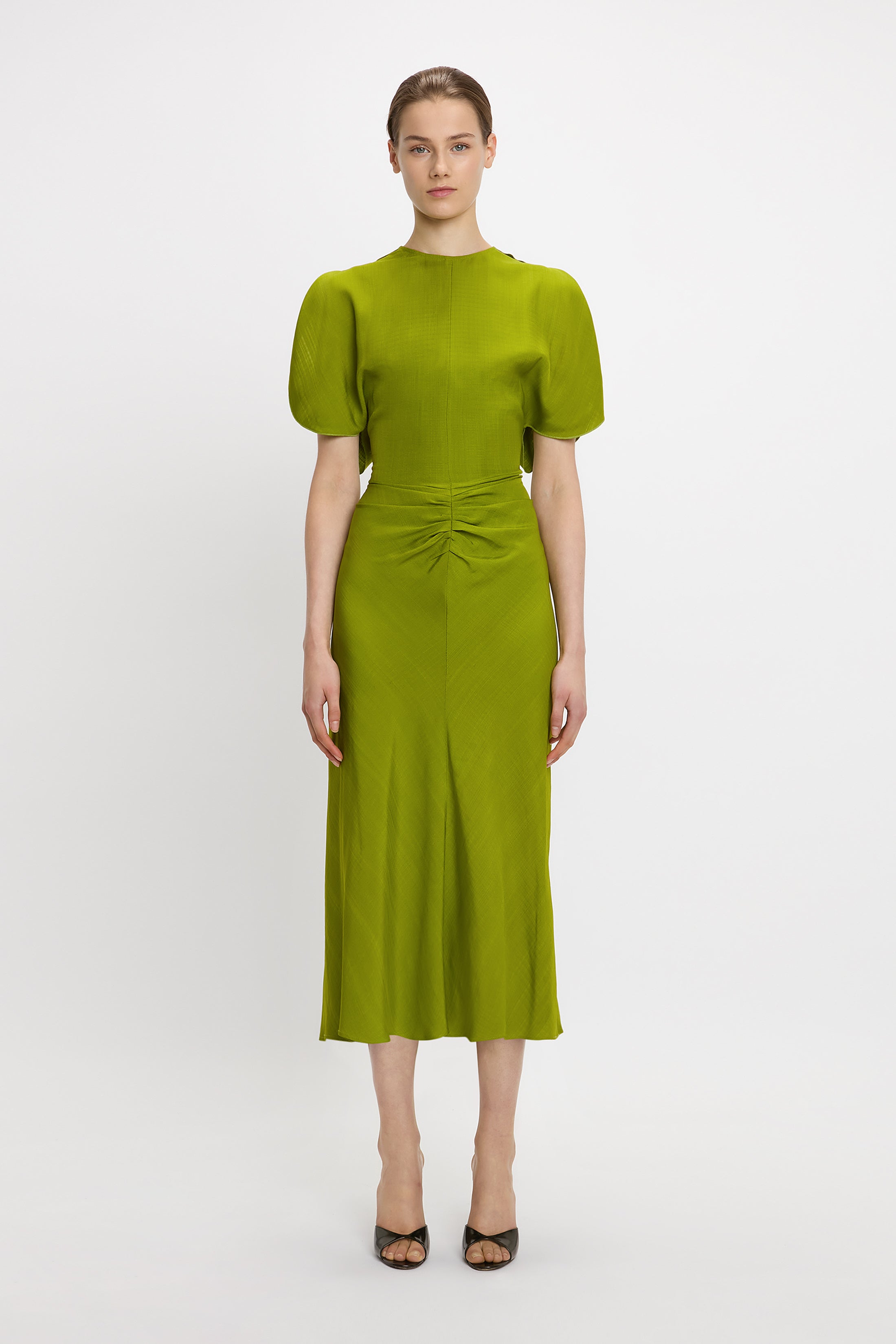 【23AW NEW】Victoria Beckham_woman / ストラップ ミディドレス XSサイズあり【Veautt/ヴュート】【OF05】ラメ/ ドレープ