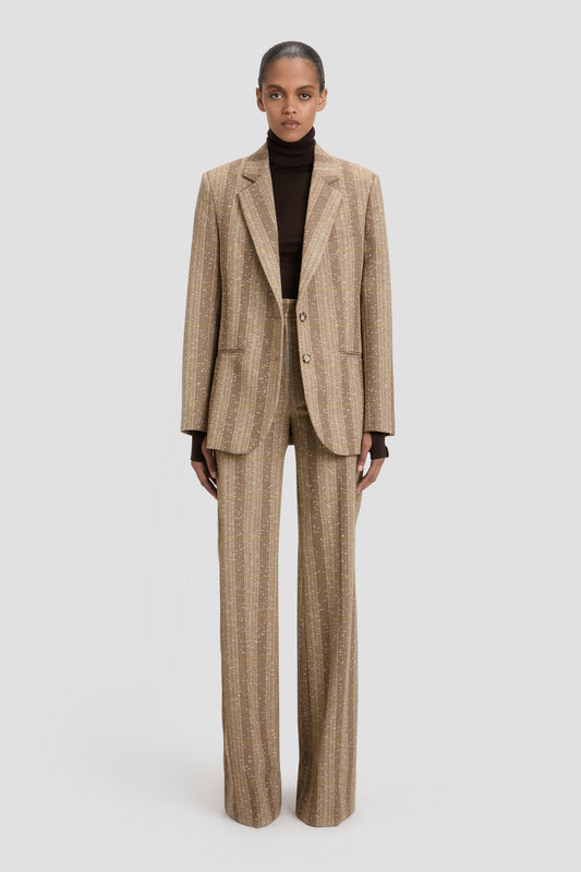 Classic Tailored Jacket In Beige-Pistachio Check