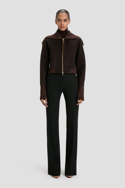 Double Faced Bomber Jacket In Dark Chocolate