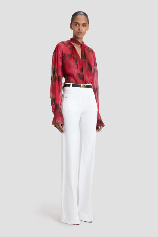 Alina High Waisted Long Jean In Washed White