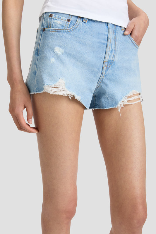 Distressed Shorts In Light Blue Wash – Victoria Beckham Int