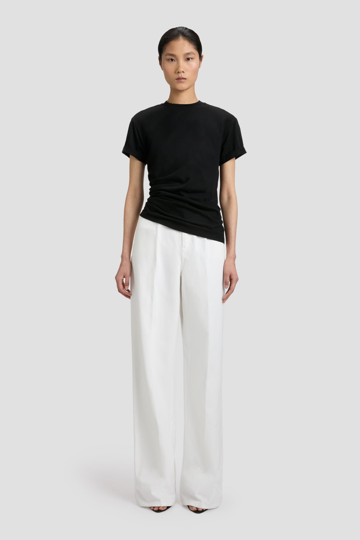 Gathered Detail T-Shirt In Black