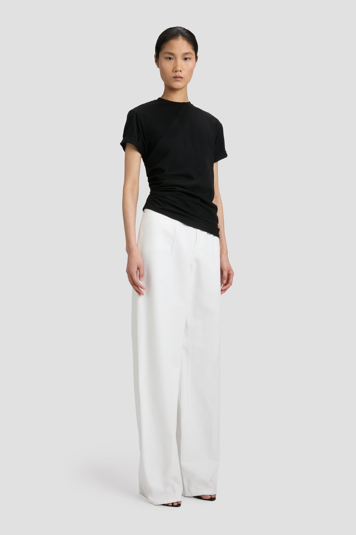 Gathered Detail T-Shirt In Black