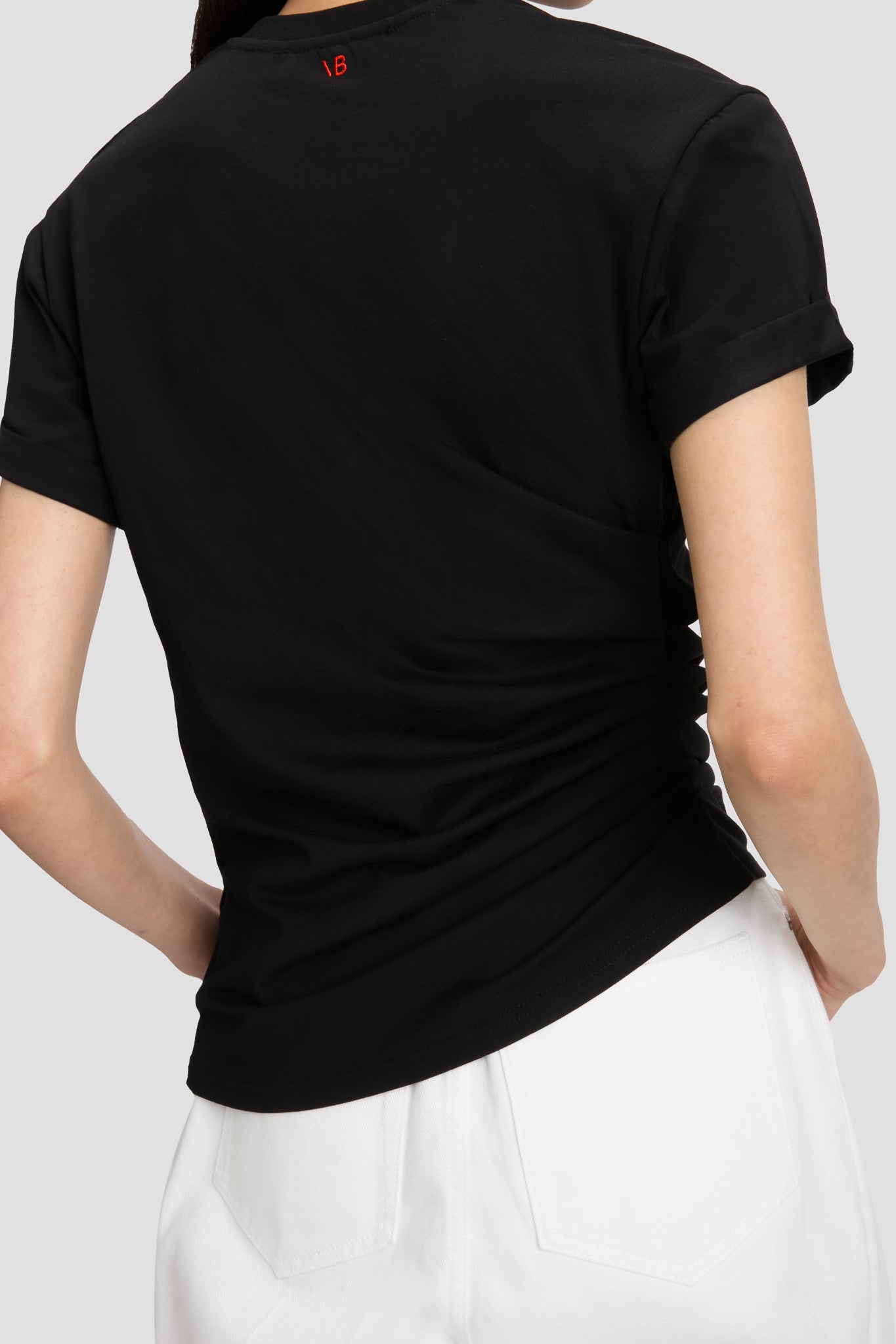Gathered Detail T-Shirt In Black