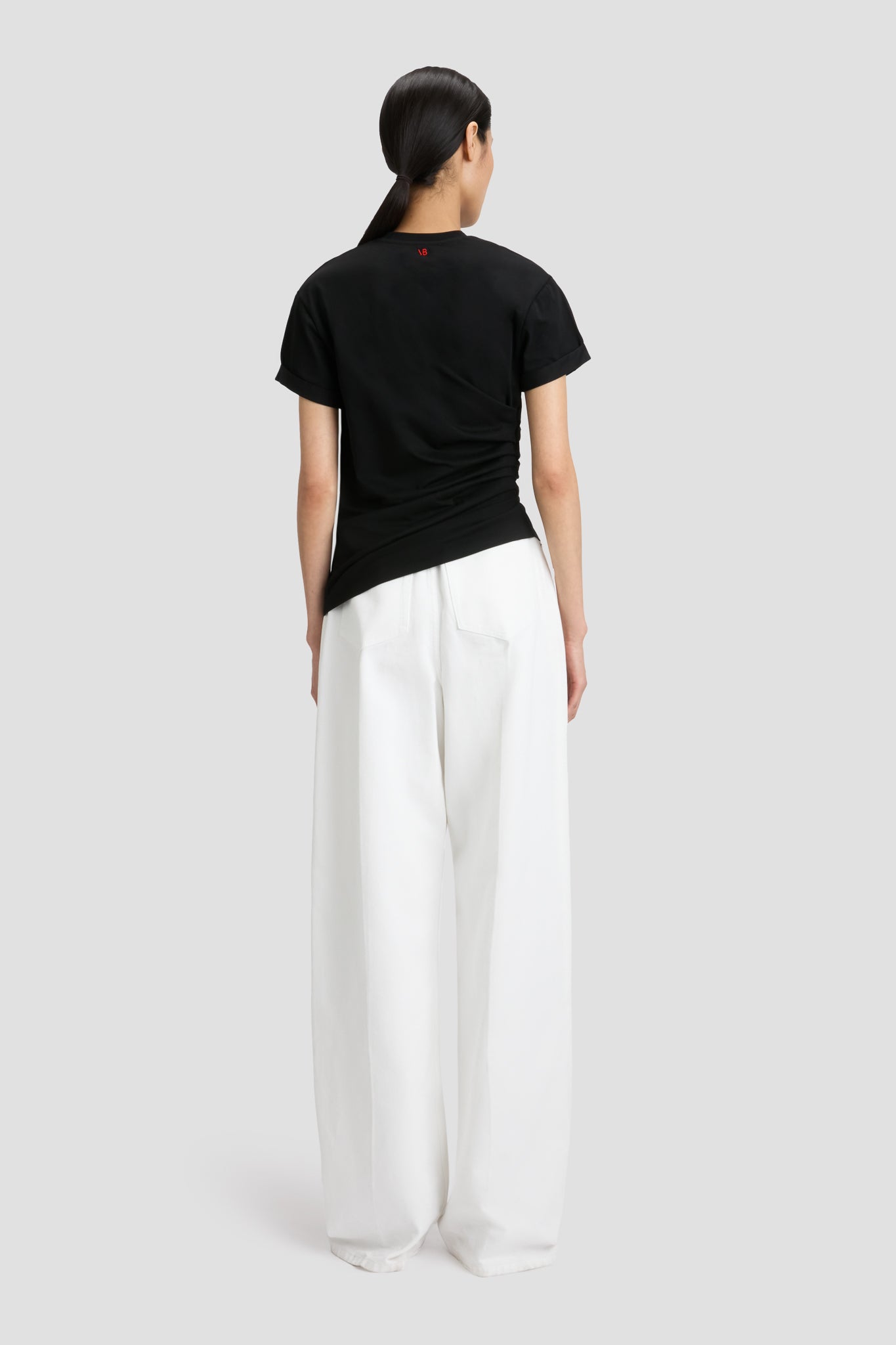 Gathered Detail T-Shirt In Black