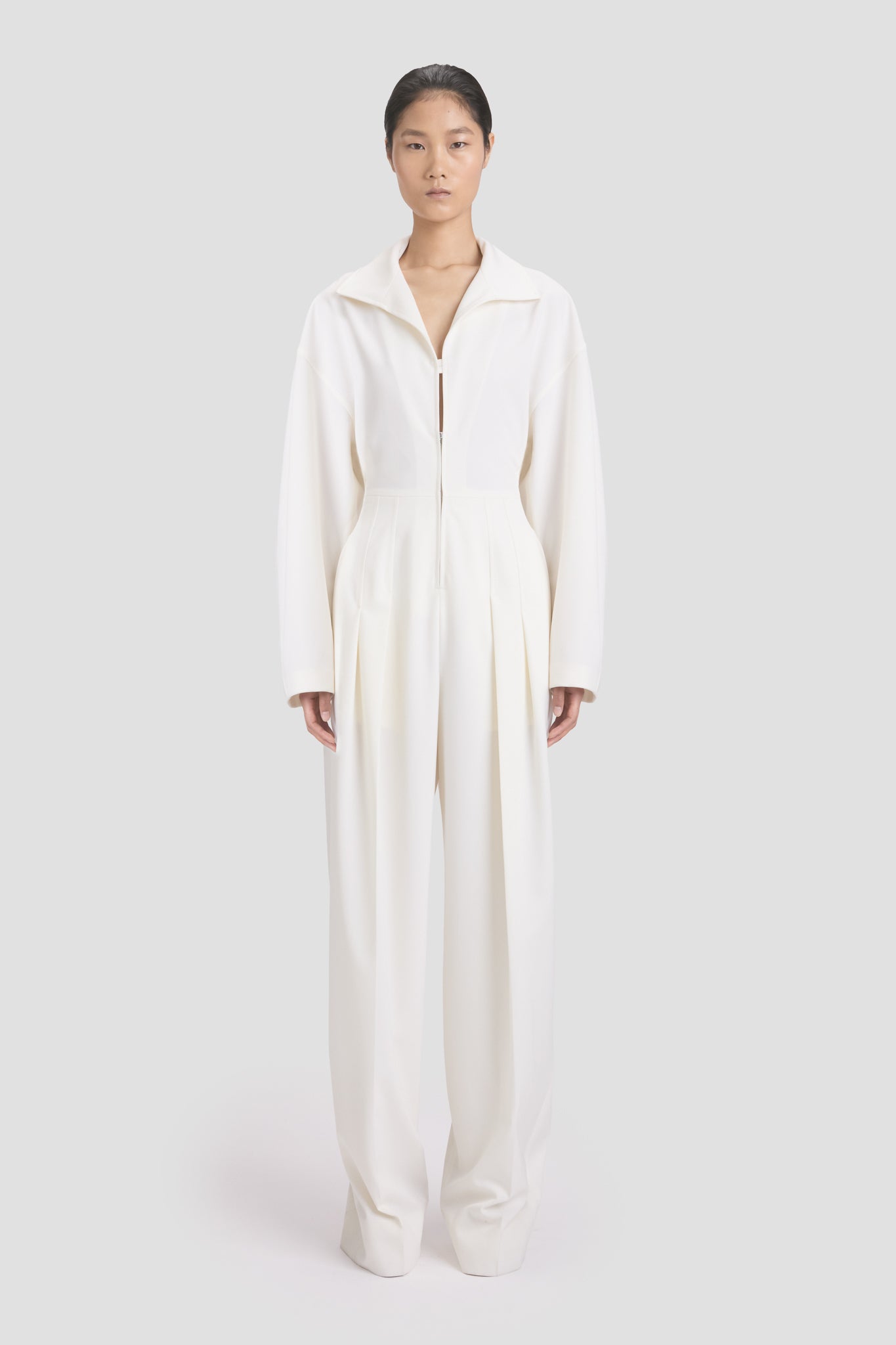 Tab Detail Jumpsuit In Ivory