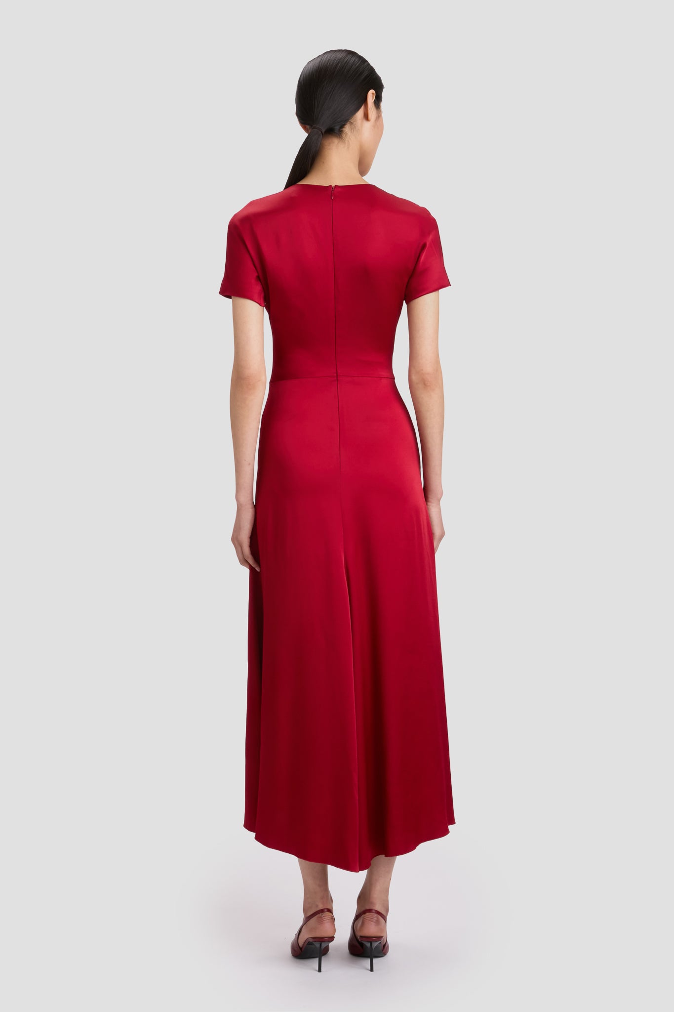 Gathered Detail T-Shirt Midi Dress In Rose