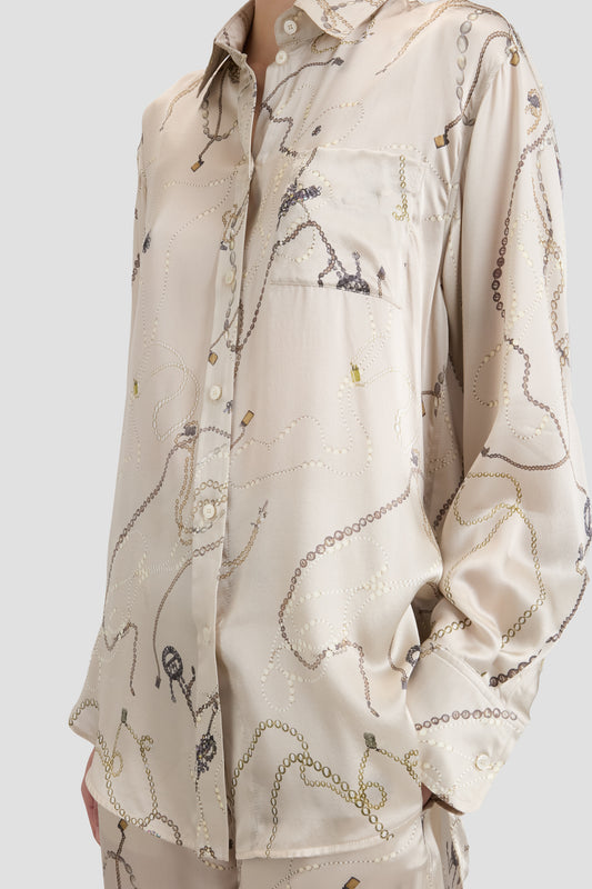 Pyjama Shirt In Pumice Jewellery Print