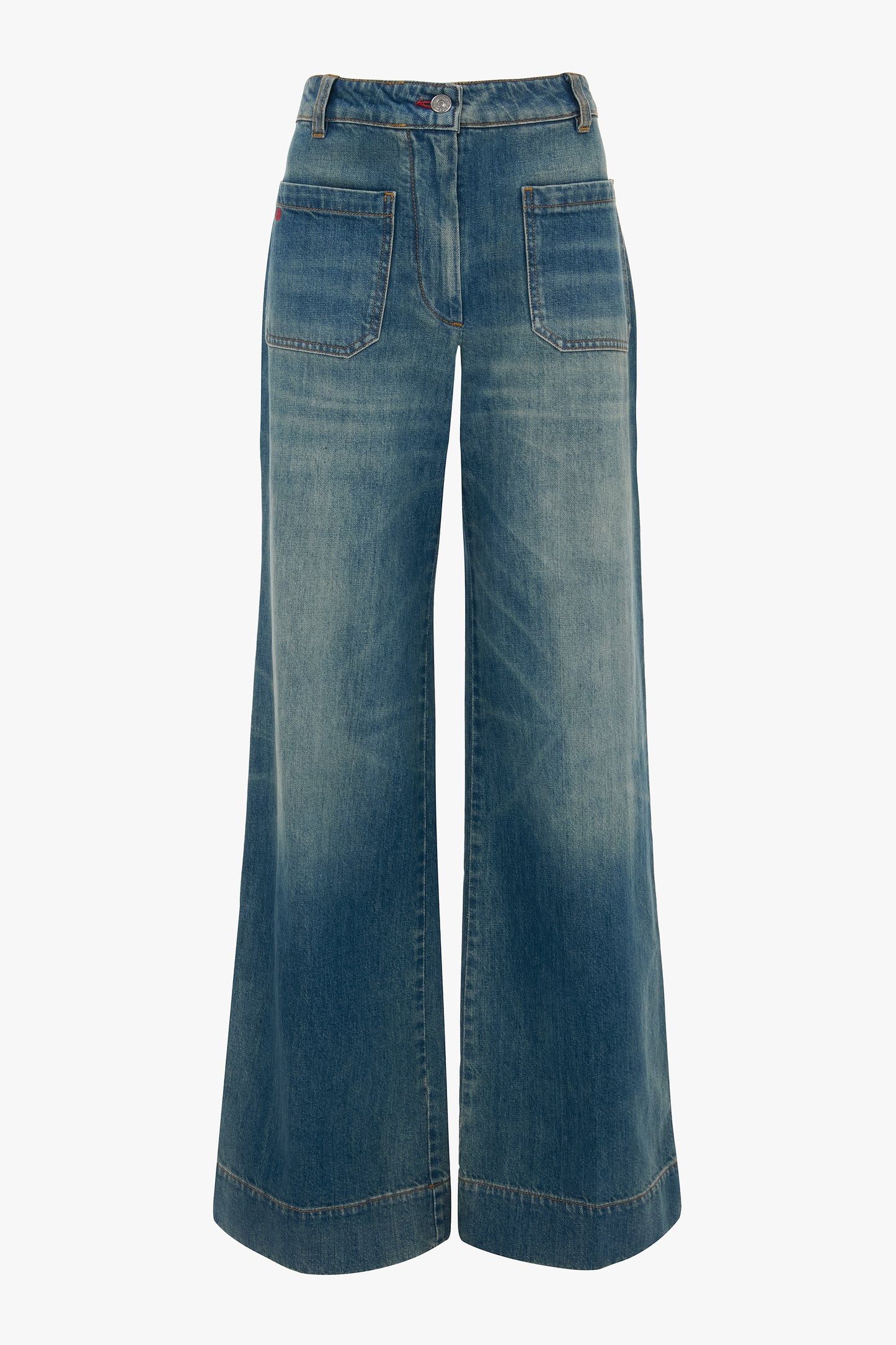 Alina High Waisted Long Jean In Washed Blue