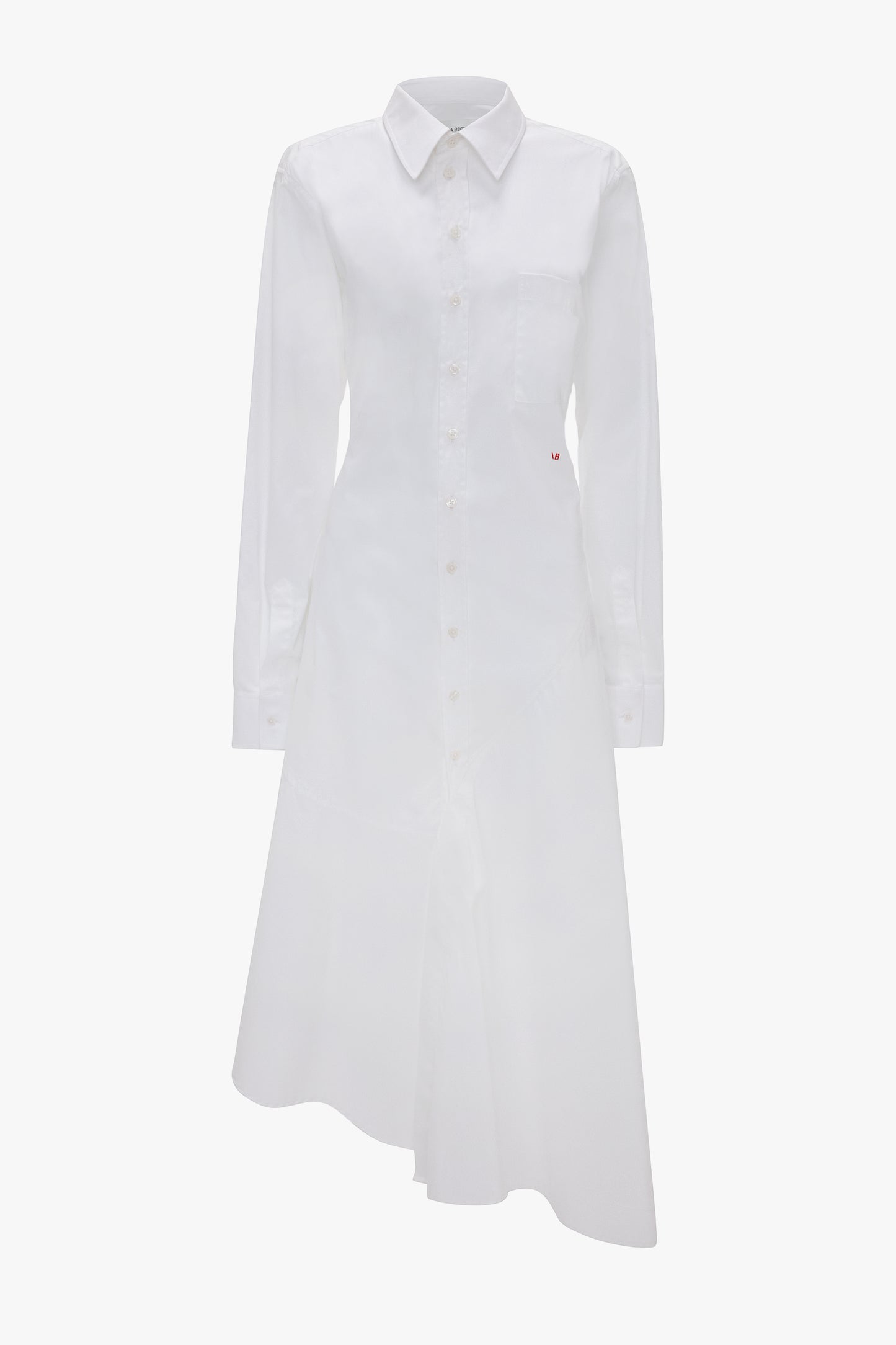 Panelled Shirt Dress In White