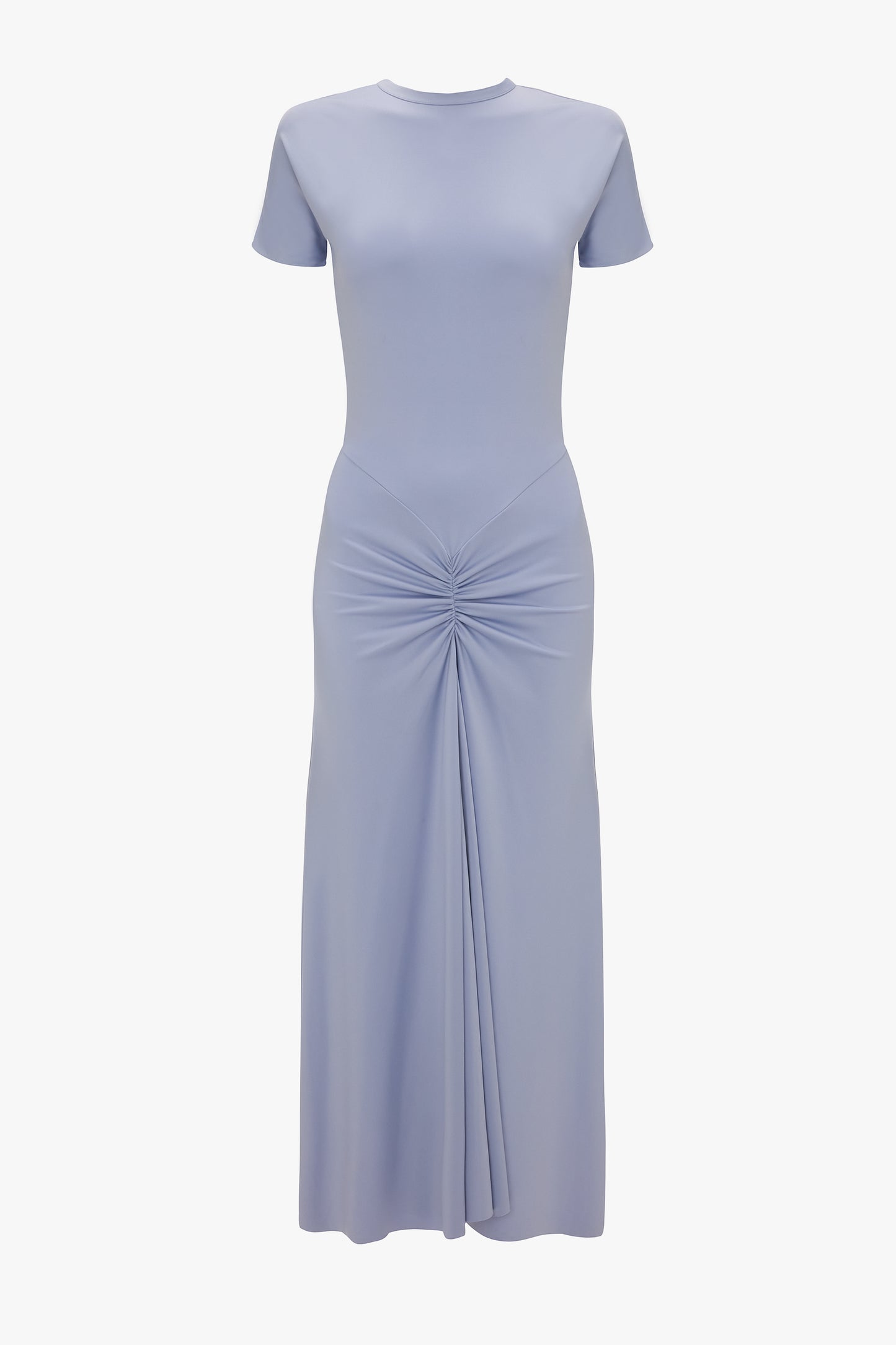 Gathered Waist T-Shirt Midi Dress In Delphinium Blue