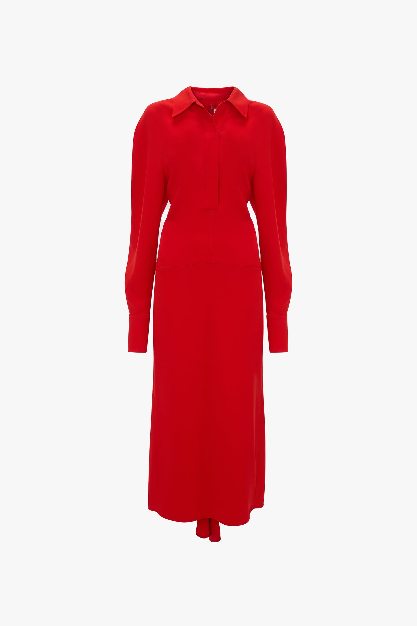 Polo Collar Midi Dress In Tomato Red
