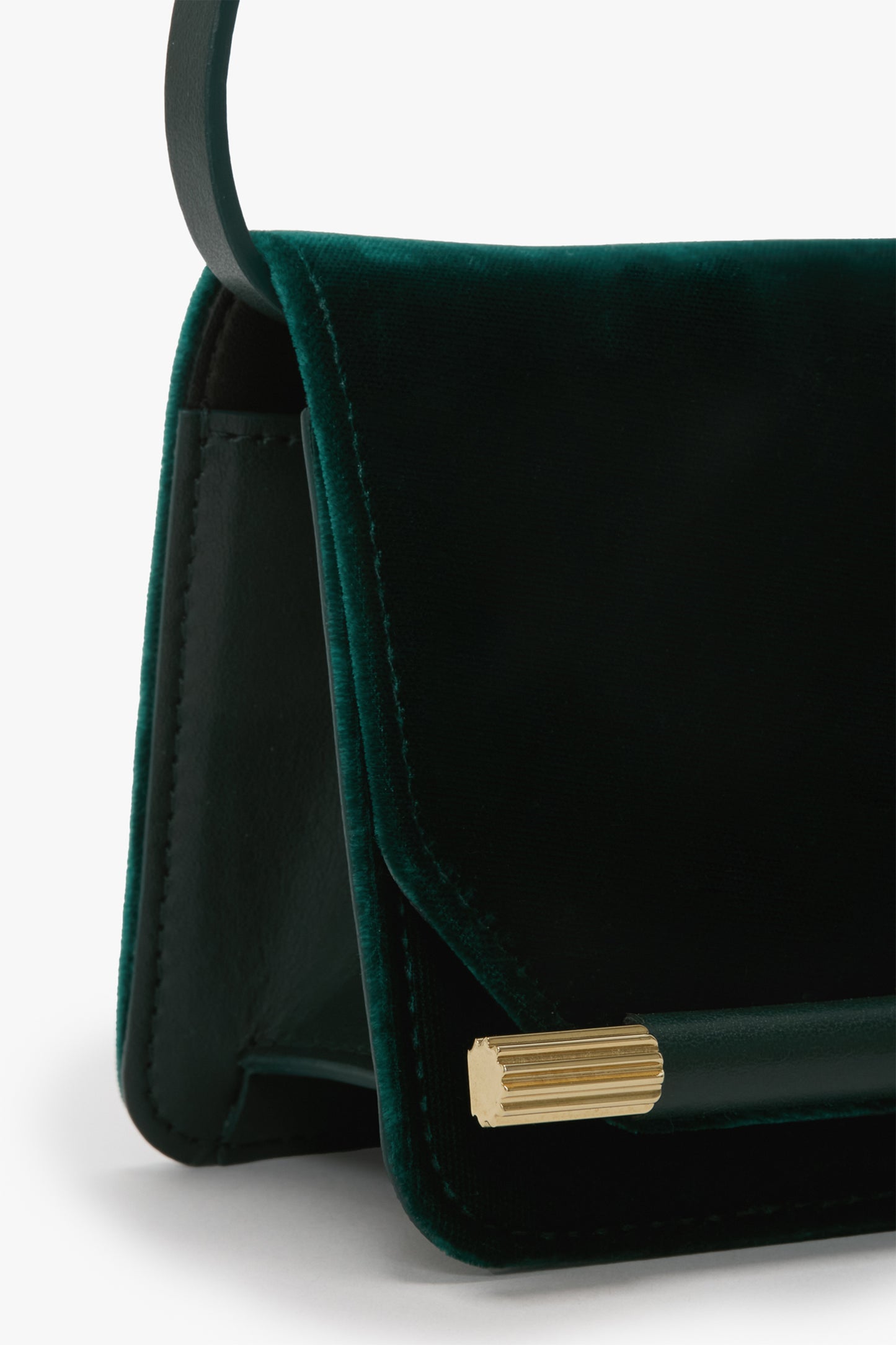202 Clutch Bag With Strap In Dark Green Velvet